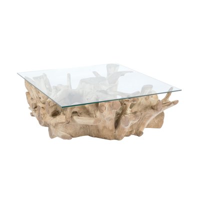 Table basse en racine de teck et plateau en verre NOW'S HOME