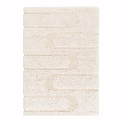 Tapis doux et épais en polyester recyclé effet relief CALLIGRAMME AFK LIVING
