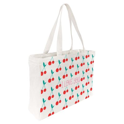 Tote bag en coton imprimé cerises DRAEGER PARIS