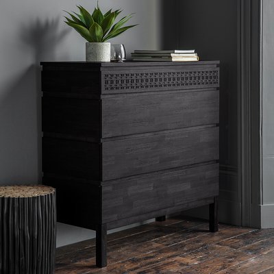 Barauni Boho Carved Wood 4 Drawer Chest SO'HOME