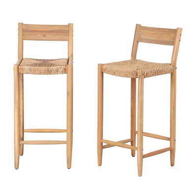 Lot de 2 tabourets de bar intérieur/extérieur en bois H76cm - Woody DRAWER