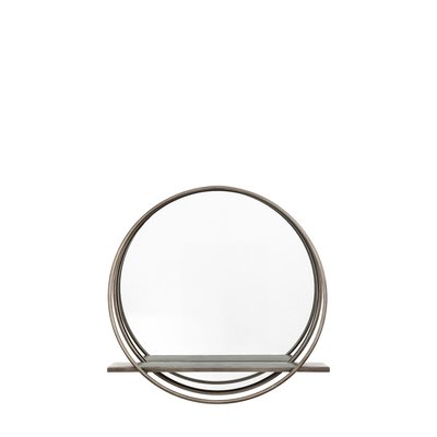 45cm Metal Shelf Round Mirror SO'HOME
