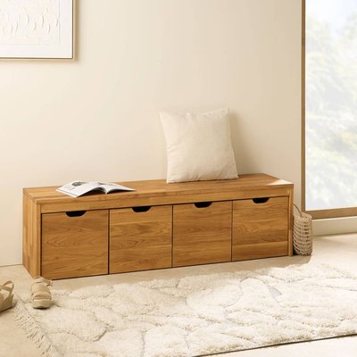 Banc bois massif 4 cubes de rangement - CYRIEL CAMIF