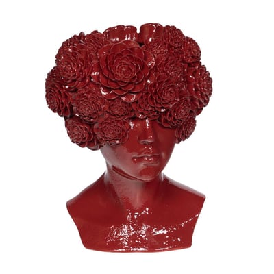 Cache pot buste bordeaux H     en résine AMADEUS