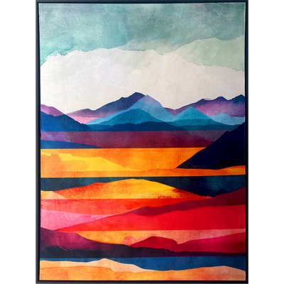 tableau paysage abstrait  imprimé sur velours avec cadre RECOLLECTION