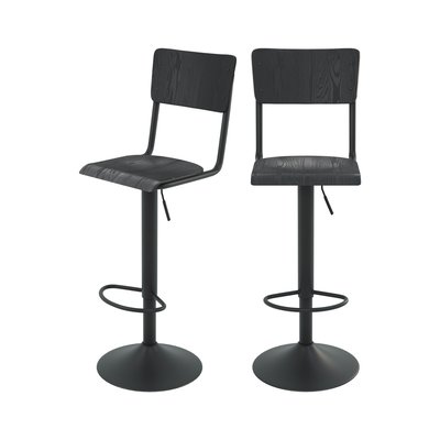 Lot de 2 chaises de bar réglables 60/80 cm en bois - CLEM RENDEZ-VOUS DÉCO