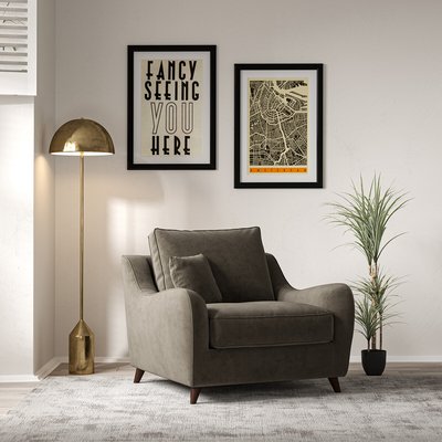Amelia Velvet Armchair with Dark Wood Legs SO'HOME