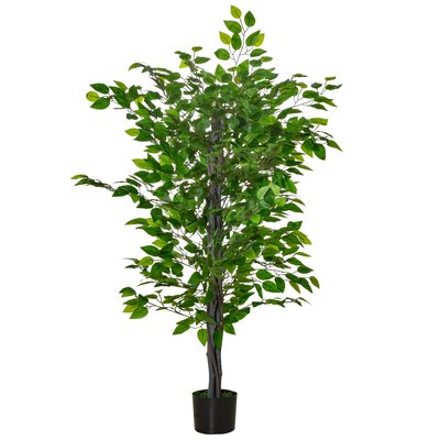 Plante artificielle ficus H1,35 m tronc liane lichen feuilles réalistes pot inclus HOMCOM