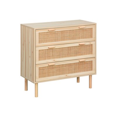 Commode cannage et effet bois 3 tiroirs CAMARGUE SWEEEK