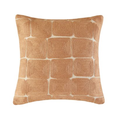 Housse de coussin Karty  en Toile de coton, broderie point de chainette satinée Jaune 40x40 cm MADURA