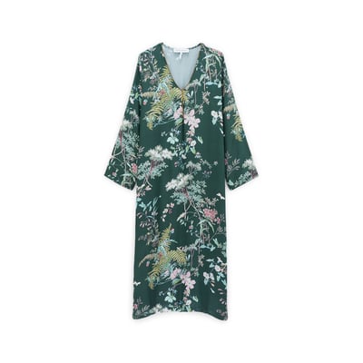 Robe Chemisier SHEIN Taille M - Satin Vert Jacquard, Noeud Devant Et Manches Volant - Neuve Avec étiquettes, Livraison Gratuite !