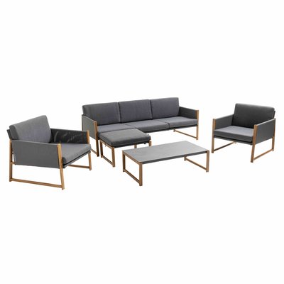 Salon de jardin 5 places avec canapé d'angle et fauteuils en aluminium NACALA OVIALA