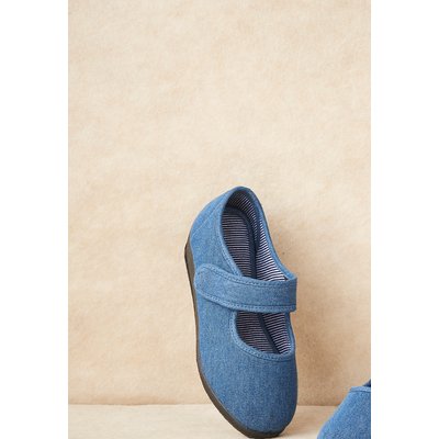 Chaussons à scratch effet jean DAMART