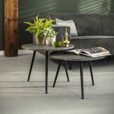 Table gigogne industrielle effet métal (lot de 2) PIER IMPORT