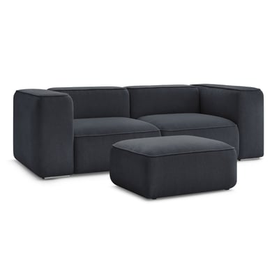Canapé droit fixe 3 places en tissu texturé avec pouf, ZEPHYR BOBOCHIC