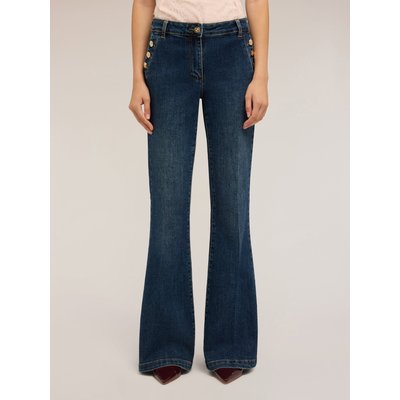 Jean évasé en denim de coton lavé bleu foncé MOTIVI