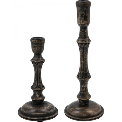 Lot de 2 bougeoirs en bois de manguier Rise HOUSE DOCTOR