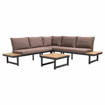 Salon de jardin bas en aluminium et bois FSC® TOPA OVIALA