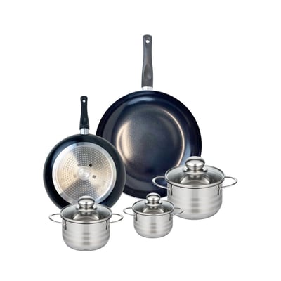 Batterie 2 poêles 24/32cm + 3 faitouts 12/14/16cm PRIMA BRILLANT ELO