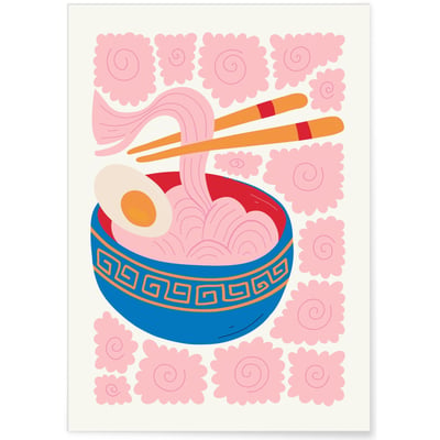 Affiche Bol de Ramen rose L'AFFICHERIE