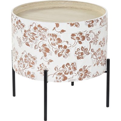 Table d'appoint blanche effet shabby chic en métal et mdf RECOLLECTION