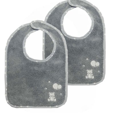 Lot de 2 bavoirs en coton peigné Zéro Twist BABY SOFT OURS SENSEI MAISON