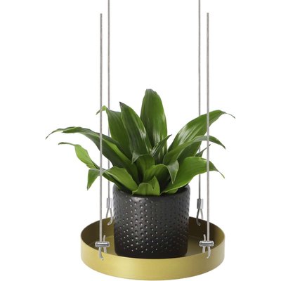 Support à plantes rond à suspendre doré Diamètre de 14 cm JARDINDECO