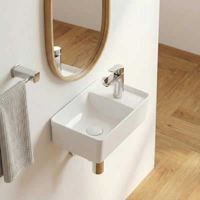 Vasque à poser rectangle en céramique blanche 43x26,5cm IDRO MOB IN
