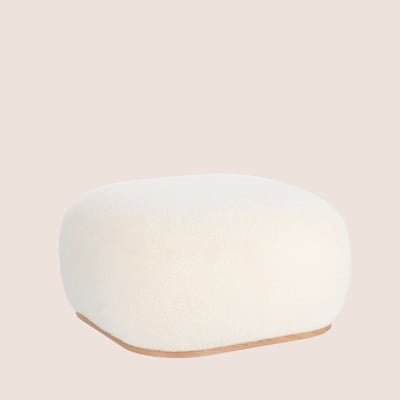 Pouf carré bouclette blanc ivoire L68 - STRATUS HELLIN, DEPUIS 1862