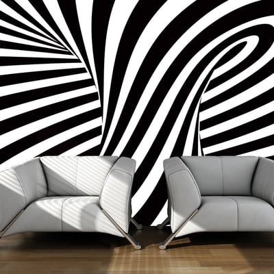 Papier peint intissé panoramique Abstractions art optique: noir et blanc EDEN
