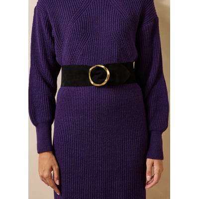Ceinture large en cuir boucle ronde LA FEE MARABOUTEE