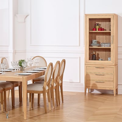 Vaisselier en chêne style contemporain, 1 porte, 3 tiroirs TENNESSEE ROBIN DES BOIS