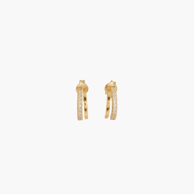 Petites boucles d'oreilles zircon et argent garanti 925 doré à l'or fin BALABOOSTE