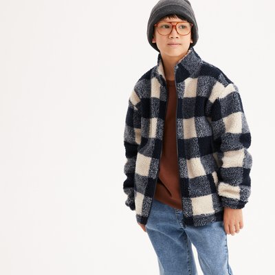 Geruite Sweater met opstaande kraag en rits, in sherpa LA REDOUTE COLLECTIONS