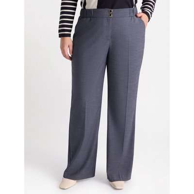 Pantalon jambe large avec deux boutons-bijoux et jambe droite, pli marqué FIORELLA RUBINO