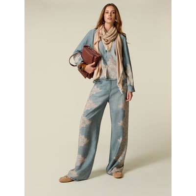 Pantalon palazzo avec dentelle OLTRE