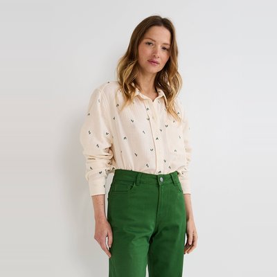 Chemise brodée manches longues MONOPRIX