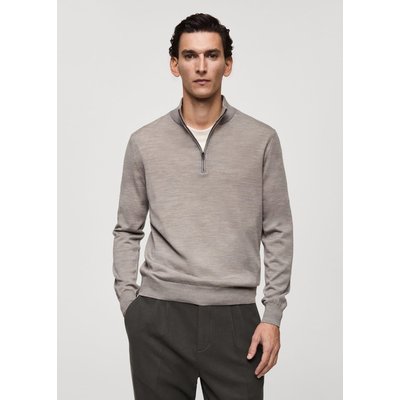 Pull-over 100 % laine mérinos col montant zippé MANGO MAN