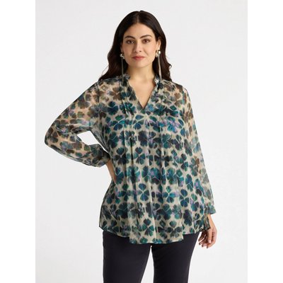 Blouse en georgette à imprimé fleuri et couleurs dégradées FIORELLA RUBINO