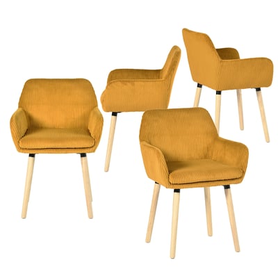 Lot de 4 chaises de salle à manger velours côtelé scandinave, ELIA MEUBLES COSY
