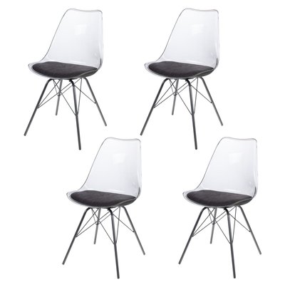 Lot de 4 chaises Diane avec coussin d'assise TOILINUX