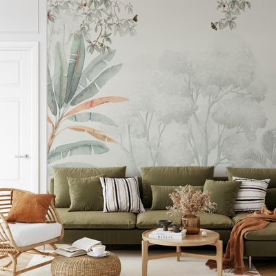 Papier Peint panoramique et jungle avec perroquet - 340x260 cm (l x h) LA TOUCHE ORIGINALE