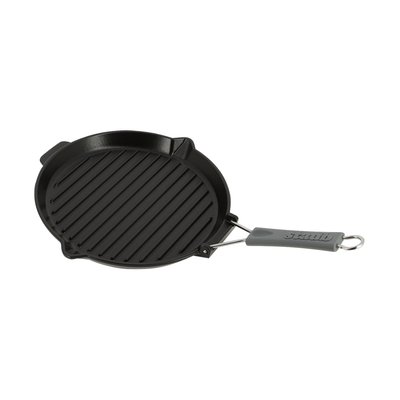 Grill Fonte Rond Manche Silicone Rétractable 28 Cm STAUB