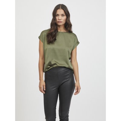 T-shirt acetinada, gola redonda VILA