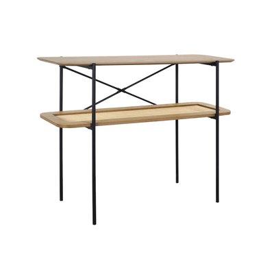 Console vintage effet bois et cannage double plateau MANADO SWEEEK