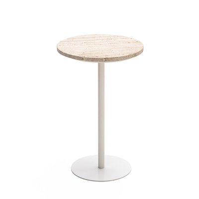 Table d'appoint en métal et travertin ø35cm- RITO DRAWER