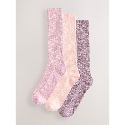 Socquettes amples en coton flammé, 3 paires NEXT
