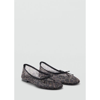 Ballerines en maille filet imprimé animal MANGO