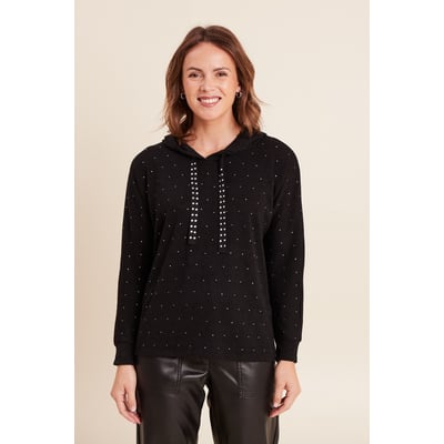 Pull à capuche manches longues strass BREAL