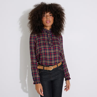 Blouse à carreaux col montant GRAIN DE MALICE